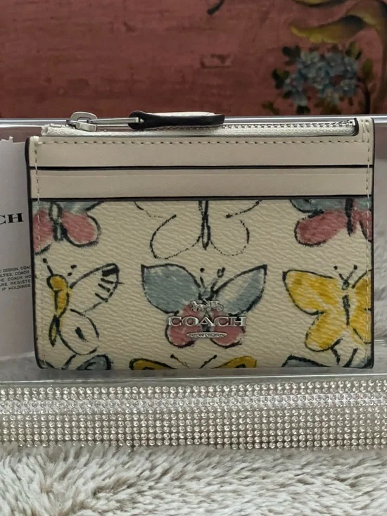 Coach Butterfly Print Card Case with Key Ring - Picture 8 of 10